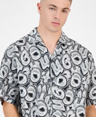 Men's Eligino Short-Sleeve Logo Print Button-Front Camp Shirt