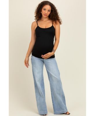 Maternity Light Blue Vintage Wash Wide Leg Jeans