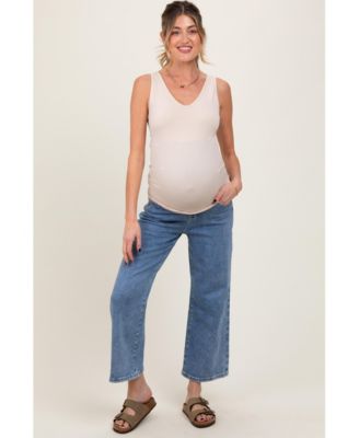 Maternity Light Wash Cropped Denim Jeans
