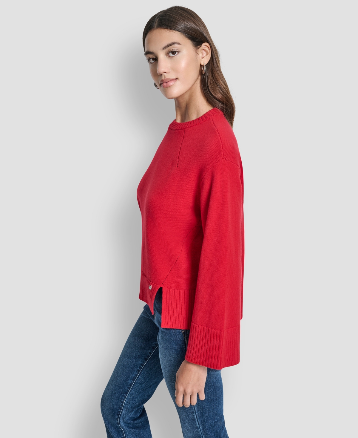 Dkny Jeans Women's High Low Hem Sweater In Red