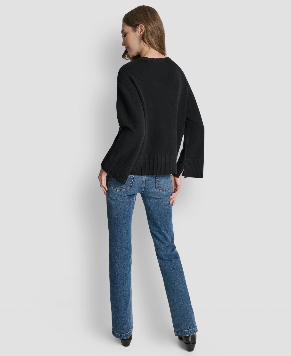 Dkny Jeans Women's High Low Hem Sweater In Black