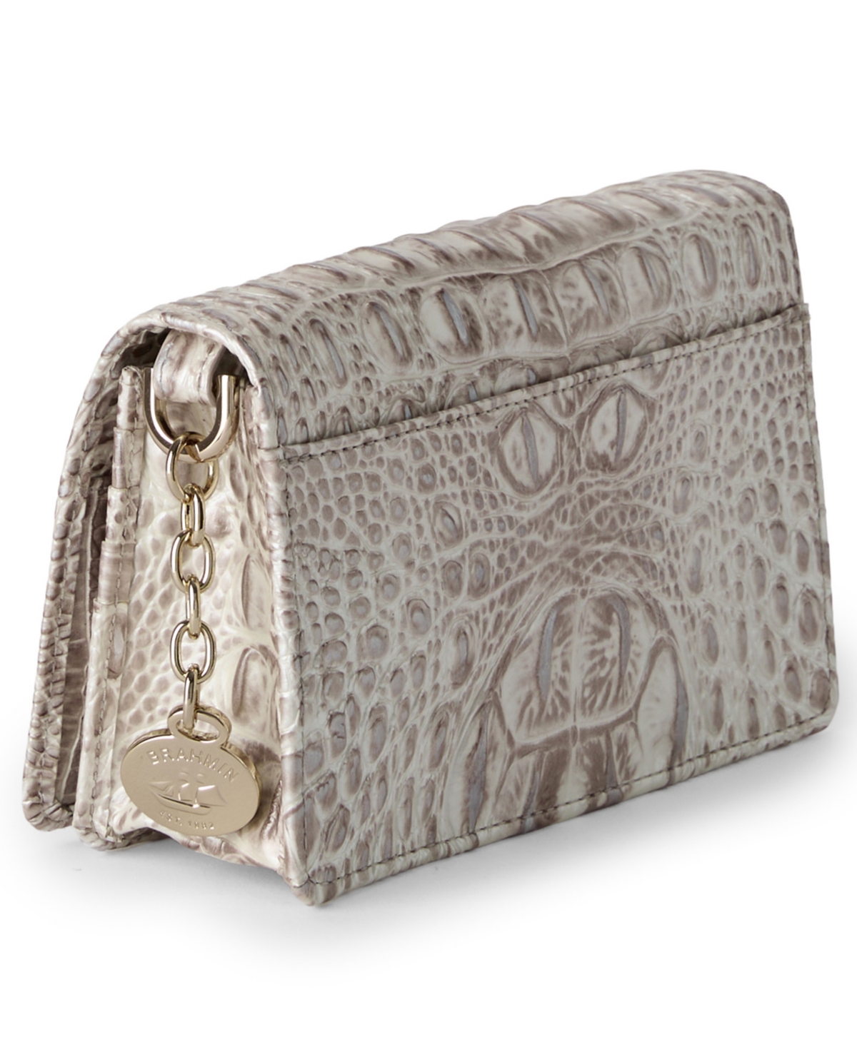 Brahmin Minuette Melbourne Mini Leather Crossbody Bag In Gray