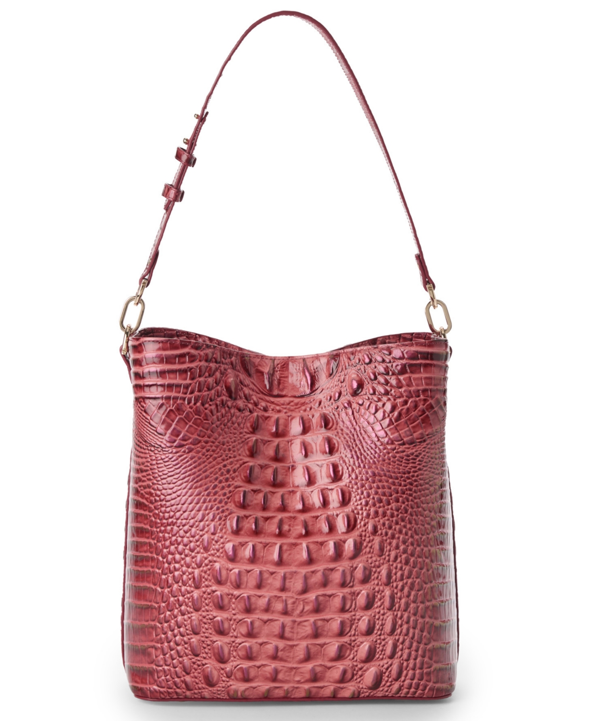 Brahmin Celina Leather Bucket Bag In Red