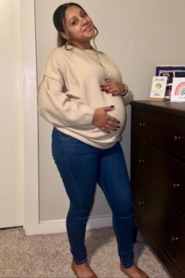 Maternity Black Oversized Crewneck Melange Knit Sweater