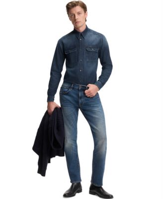 Men's BECKHAM x BOSS Blue Denim Shirt