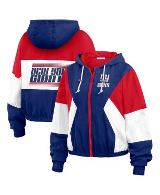 Women's Royal/Red New York Giants Plus Size Color Block Full-Zip Windbreaker Jacket