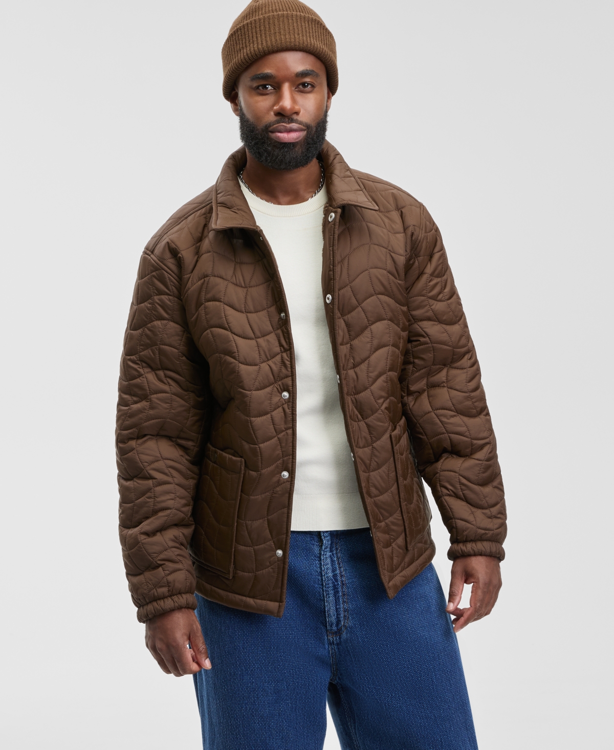 Mode of One Men's Quilted Cozy Snap-Front Jacket, Macy's Exclusive