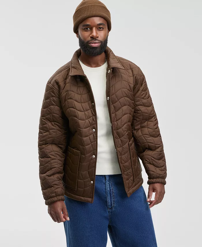 Men's Quilted Cozy Snap-Front Jacket