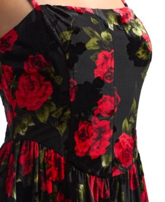 Women's Velvet Burnout Print Mini Dress