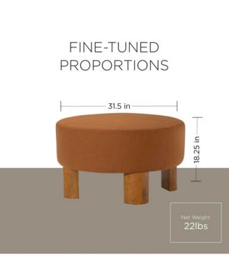 Celia Contemporary Upholstered Ottoman with Refined Brown Wood Finish