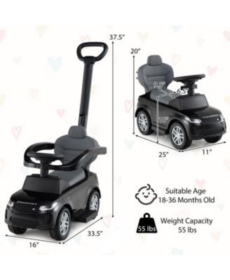 3 in 1 Push Car with Removable Handle and Guardrail for Kids 18-36 Months Old