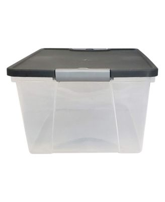 15 Qt Stackable Plastic Storage Container w/Snaplock Lid, Gray (4 Pack