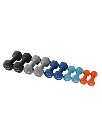 2, 3, 5, 8 & 10 Pound Neoprene Dumbbell Weight Set with Storage Rack