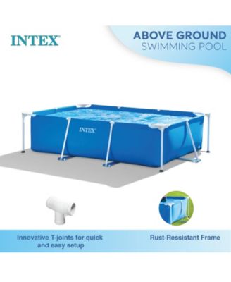8.5ft x 26in Rectangular Frame Above Ground Backyard Swimming Pool, Blue