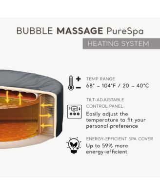 PureSpa 6 Person Bubble Massage Inflatable Hot Tub Spa Set, Sahara Tan