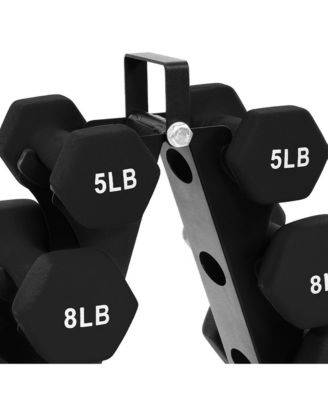50 Pound Neoprene Coated Dumbbell Set with Stand, Black