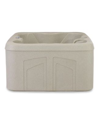 LS100 Sand 4 Person Plug and Play Square Hot Tub Spa with Black Cover