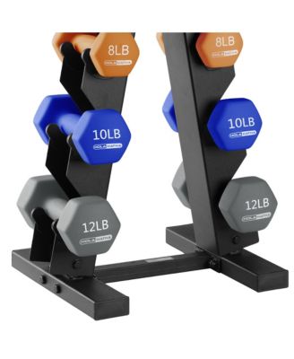 Dumbbell Hand Weights Set & Rack for Home Workout, 76 Lbs, Multicolor