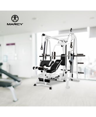 Pro Smith Cage Workout Machine Total Body Training Home Gym System, White