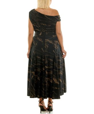 Plus Size Off-The-Shoulder Belted Maxi Dress