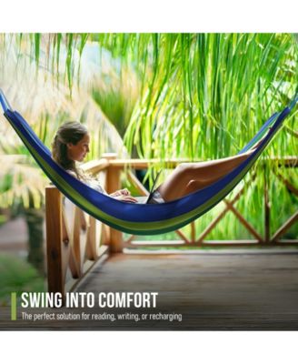 Brazilian Double Hammock - Extra-Long Two Person Portable Hammock Bed for Indoor or Outdoor Spaces - Hanging Rope, Carrying Pouch Included