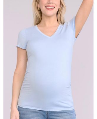 Maternity V-Neck Side-Ruched Short Sleeve Tee - Motherhood