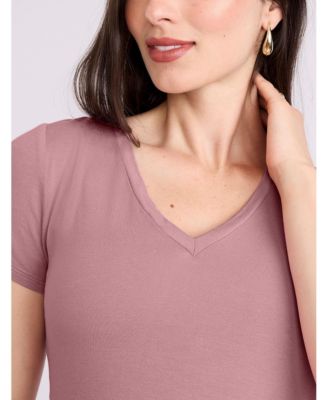 Maternity V-Neck Side-Ruched Short Sleeve Tee - Motherhood