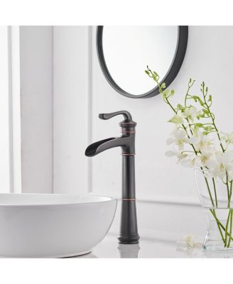 Waterfall Single Hole Single-Handle Vessel Bathroom Faucet with Pop-up Drain Assembly