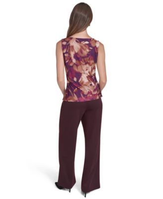 Women's Printed Sleeveless Cowl Neck Top