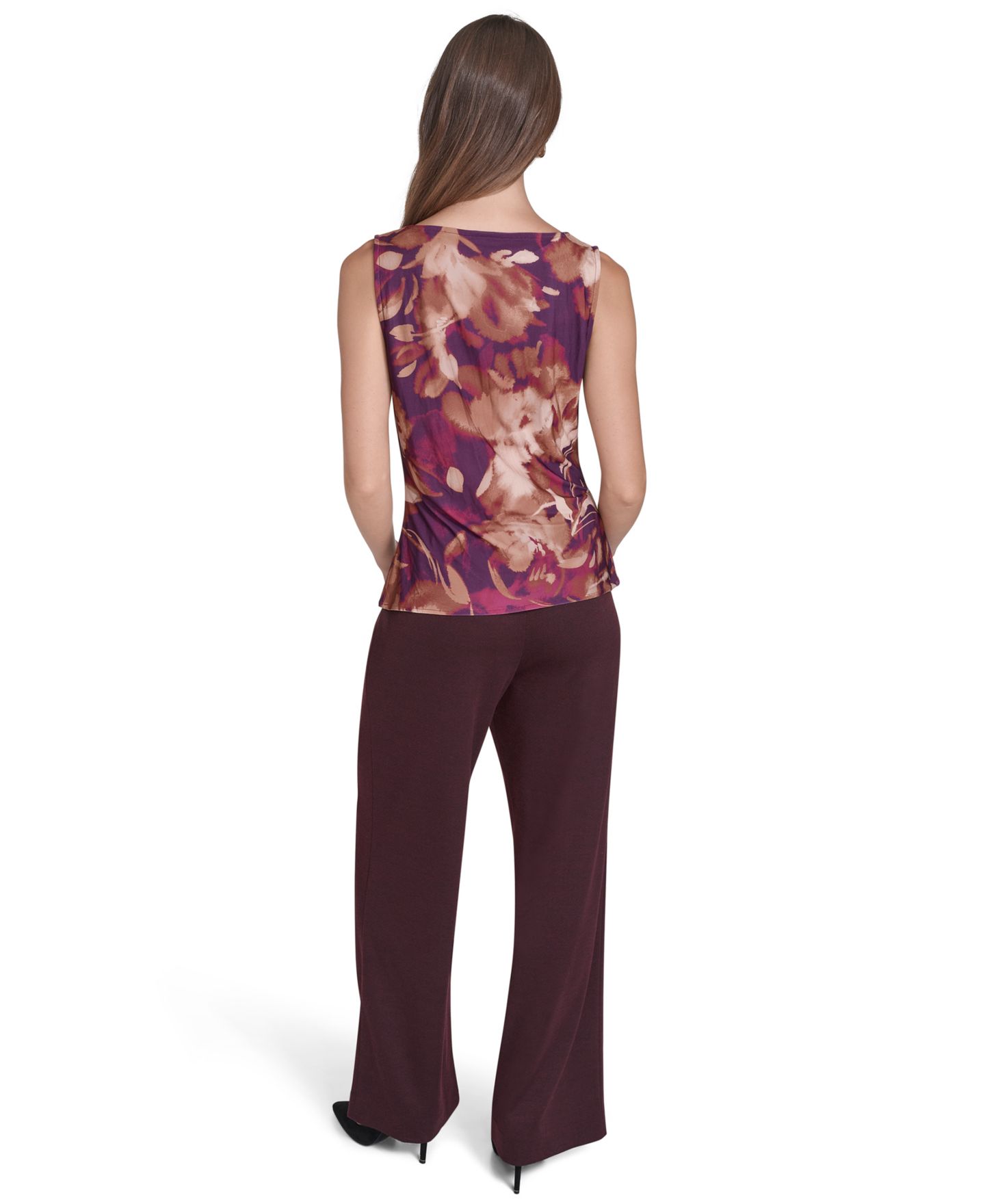 Женский топ Halston Printed Sleeveless Cowl Neck, цвет: Watercolor Bloom — фото 4