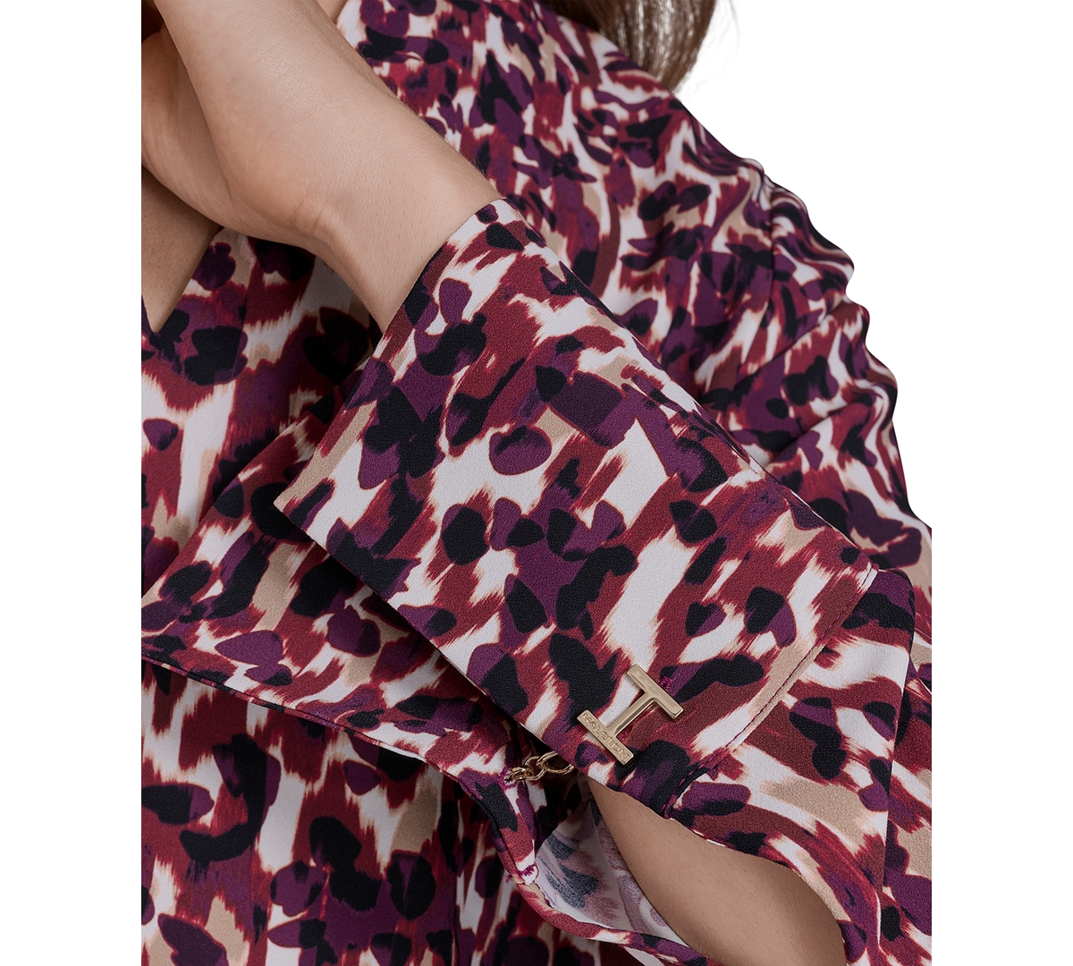 Halston Women's V-neck Long Sleeves Tunic Top In Multi