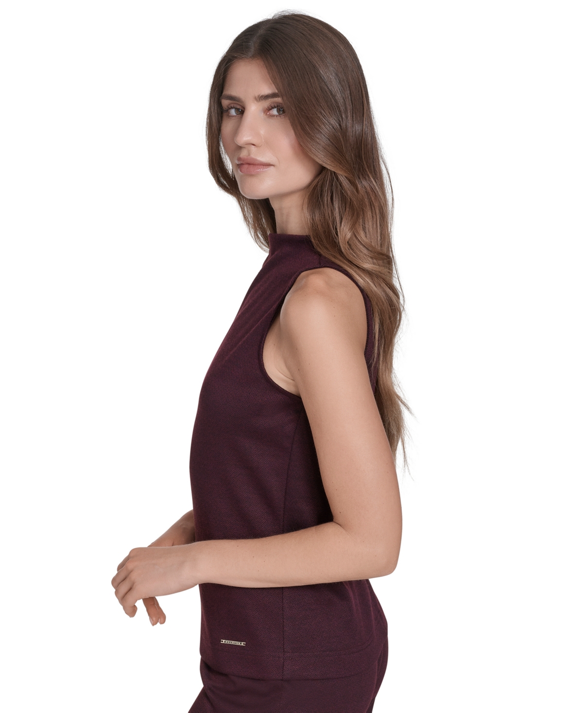 Halston Women's Sleeveless Mock Neck Pull On Top In Purple