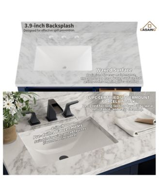 36-Inch Solid Wood Bathroom Vanity with Matching Top and Ceramic Basin