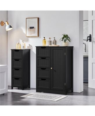 35.5” H Free-Standing Floor Cabinet with 4 Drawers and 1 Cupboard Espresso