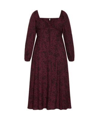 Plus Size Abbigail Long Sleeve Print Maxi Dress