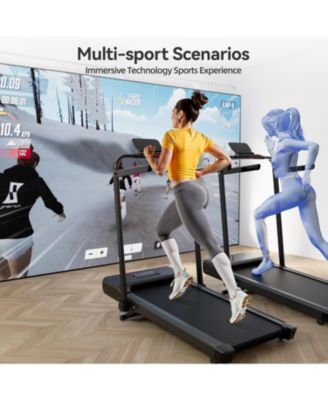 Superun 3-in-1 treadmill w/ handlebar. 300LB cap, 3.0HP motor, LED display, remote & APP control. Foldable for small home/office spaces.