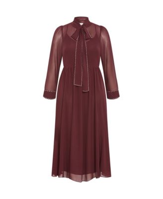 Plus Size Kara Stud Tie Neck Maxi Dress