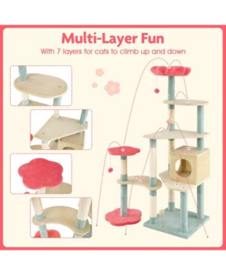 Flower Cat Tree w/Cosy Condo Sisal Scratching Posts Padded Flower-shaped Perch