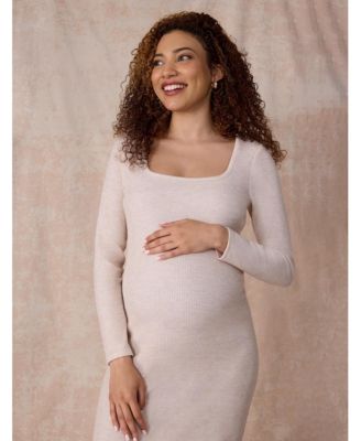 Maternity Square Neck Rib Knit Long Sleeve Bodycon Maxi Dress - Motherhood
