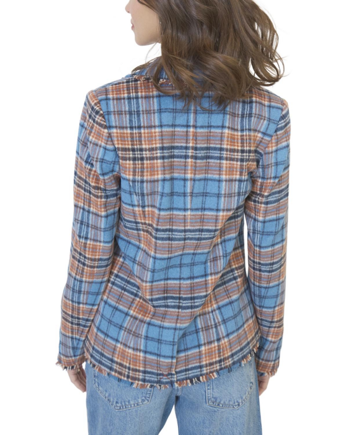 Central Park West Women's Elyse Plaid Fringe Blazer