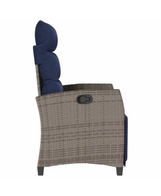 Reclining Garden Chair Grey, Navy Blue