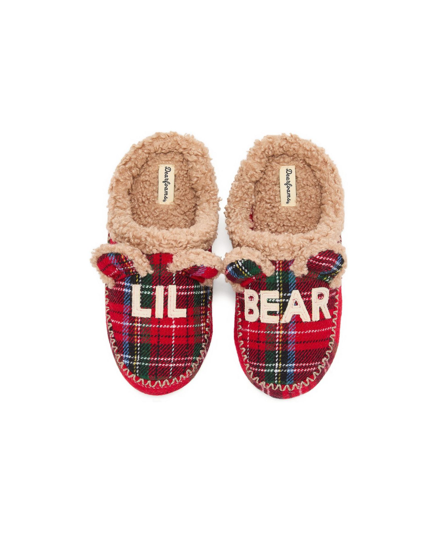 Детские домашние тапочки-сабо Dearfoams Lil Bear, цвет: Клетчатый — фото 1