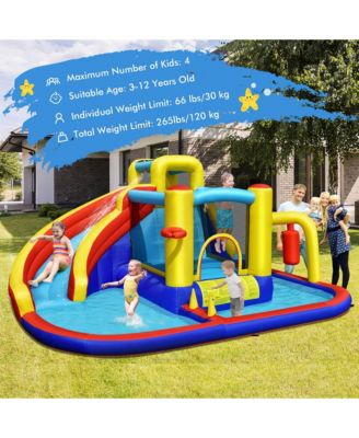 7-in-1 Inflatable Water Slide Water Park Kids Bounce Castle With 735W Air Blower