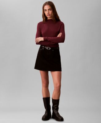 Women's Slim Long Sleeve Mock Neck Top