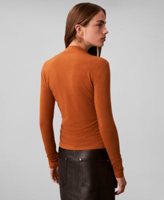 Women's Slim Long Sleeve Mock Neck Top