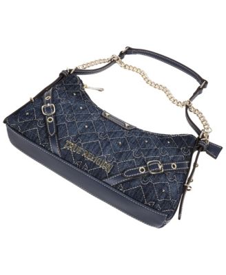 Studded Denim Chain Shoulder Bag