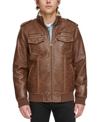Levi's - Men's Faux-Leather Jacket with Fleece Lining
