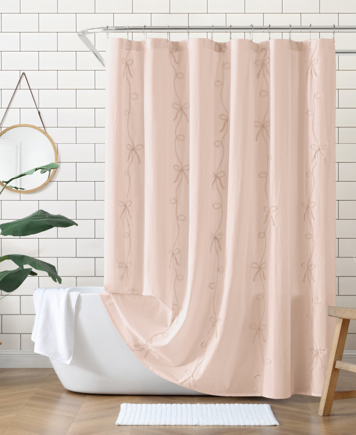 Peri Home Sasha Bows Shower Curtain, 72" X 72" In Pink
