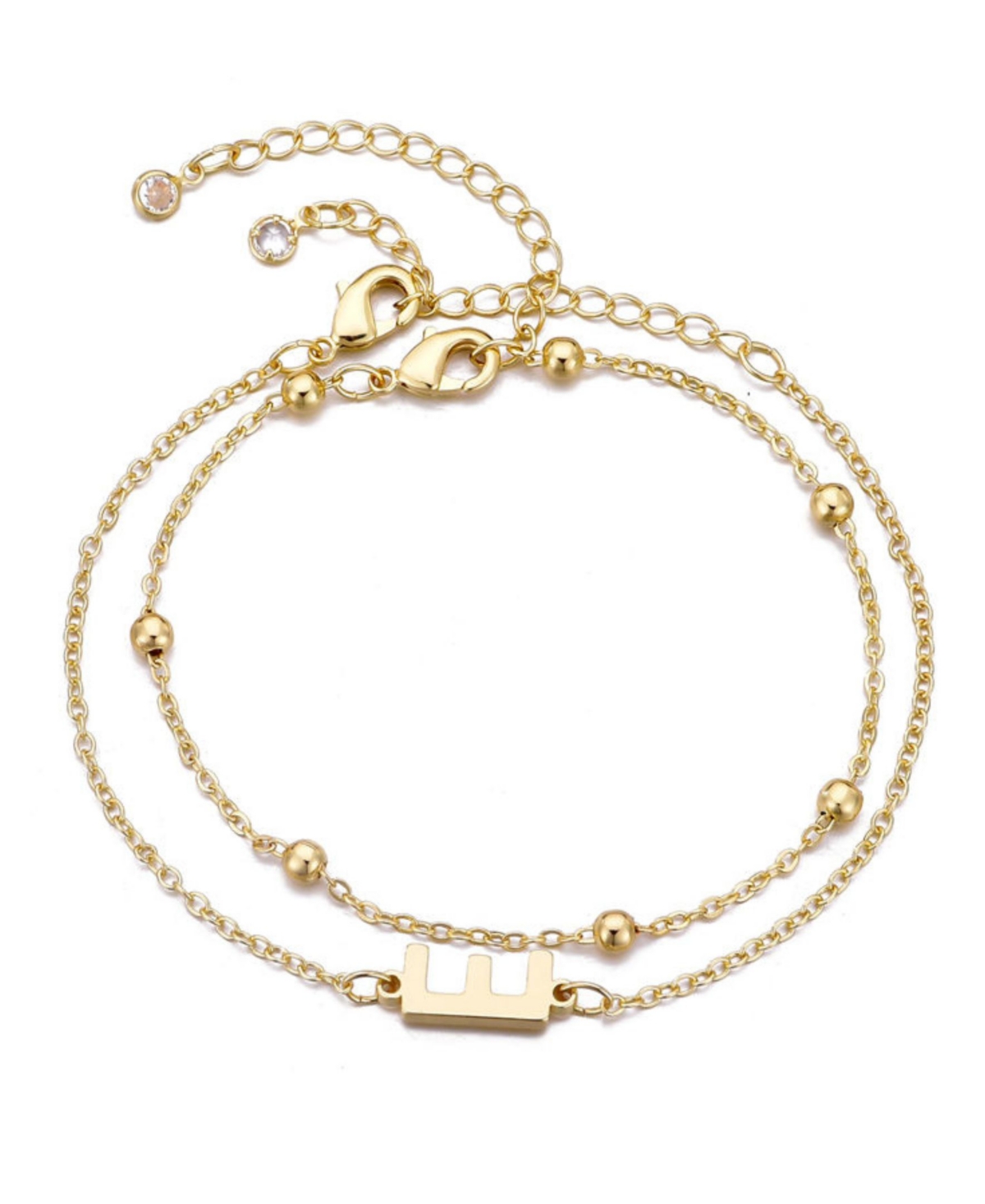 Adornia 2-piece Initial Bead Chain Bracelet Set In Gold