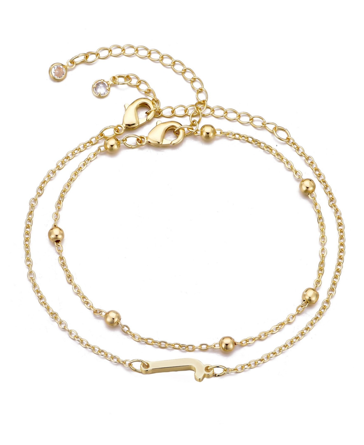 Adornia 2-piece Initial Bead Chain Bracelet Set In Gold